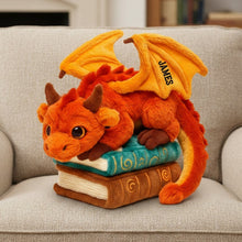 Load image into Gallery viewer, Ignite Your Imagination - Dragon Book Custom Shaped Pillow - Personalized Gift for Book Lovers Pillow PopCulturePrints
