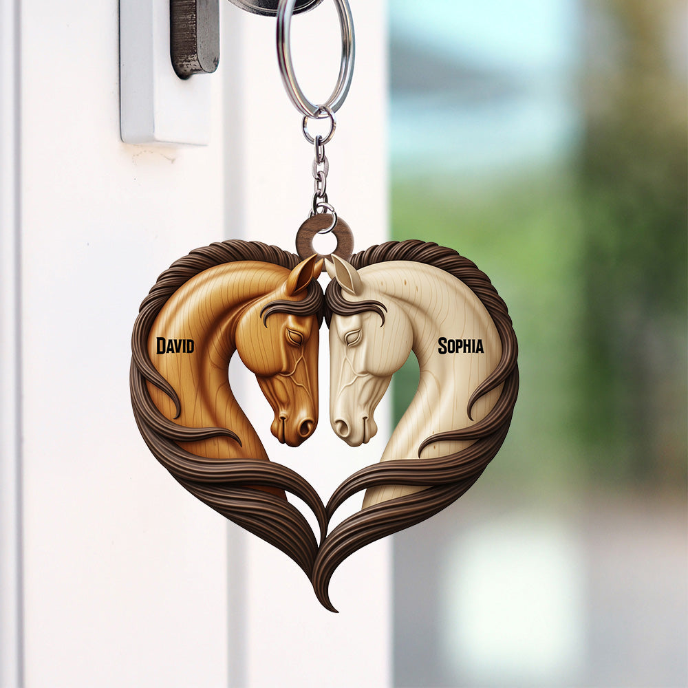 Love Unbridled: Personalized Horse Couple Keychain - Perfect Gifts for Couples Keychains PopCulturePrints