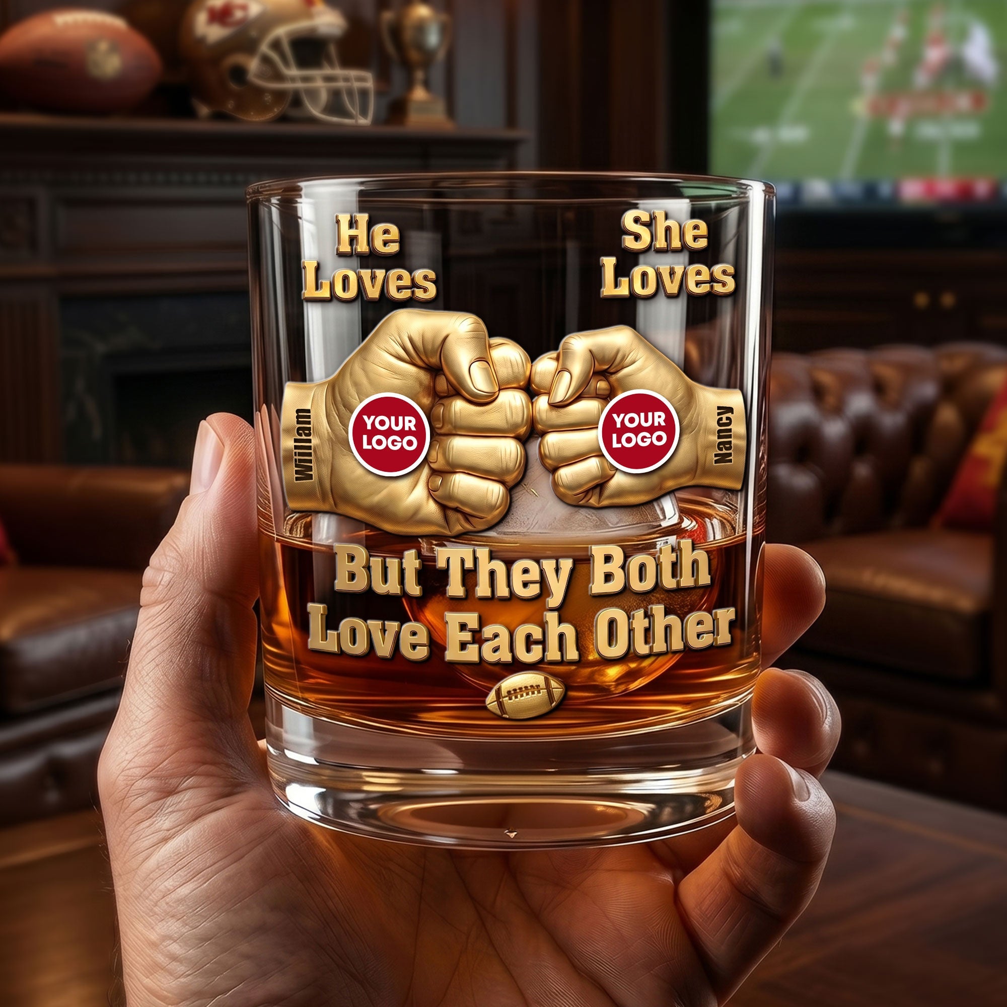 Celebrate Your Love - Personalized Fist Bump Couple Sport Round Glass Glass PopCulturePrints