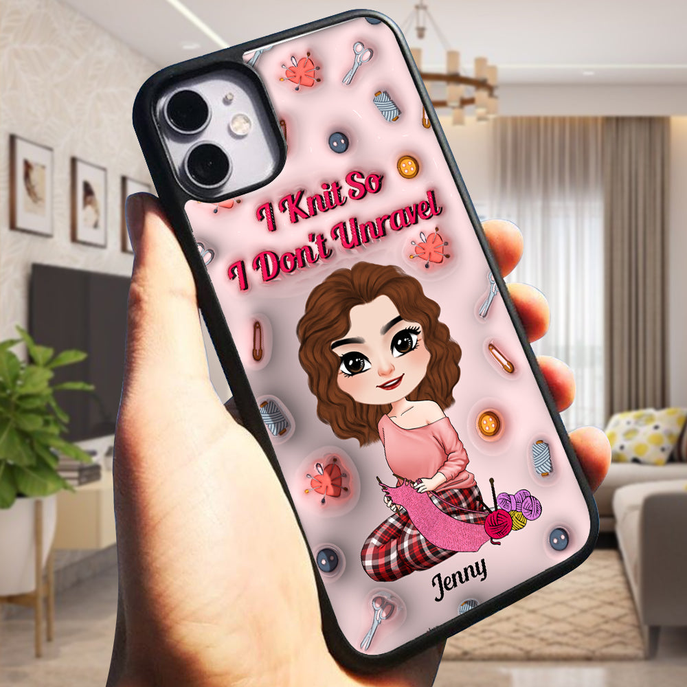 Personalized 3D Phone Case - Knit Lover Gift for Girls