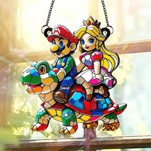 Load image into Gallery viewer, &quot;Celebrate Your Love with Custom Touch - Personalized Suncatcher Ornament for Gaming Couples&quot; Ornament PopCulturePrints
