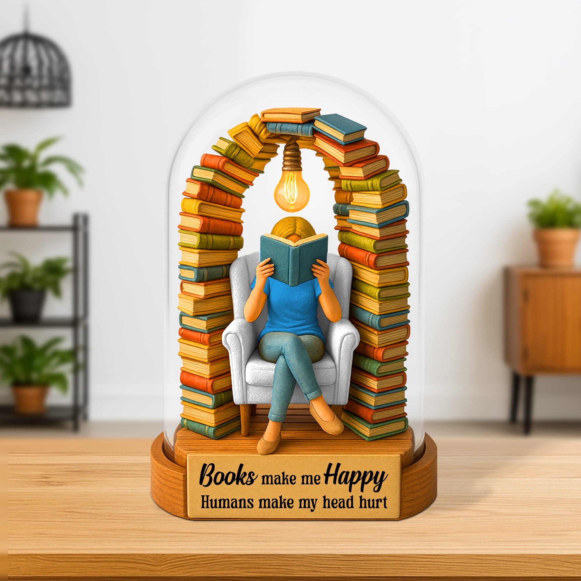 Books Make Me Happy - Personalized Reading Book Plaque for Book Lovers Shaped Plaques PopCulturePrints