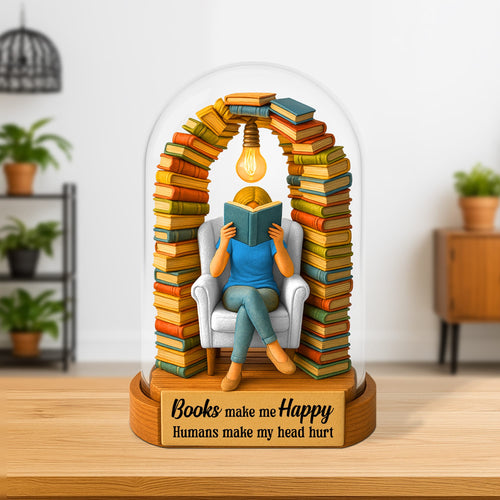 Books Make Me Happy - Personalized Reading Book Plaque for Book Lovers Shaped Plaques PopCulturePrints