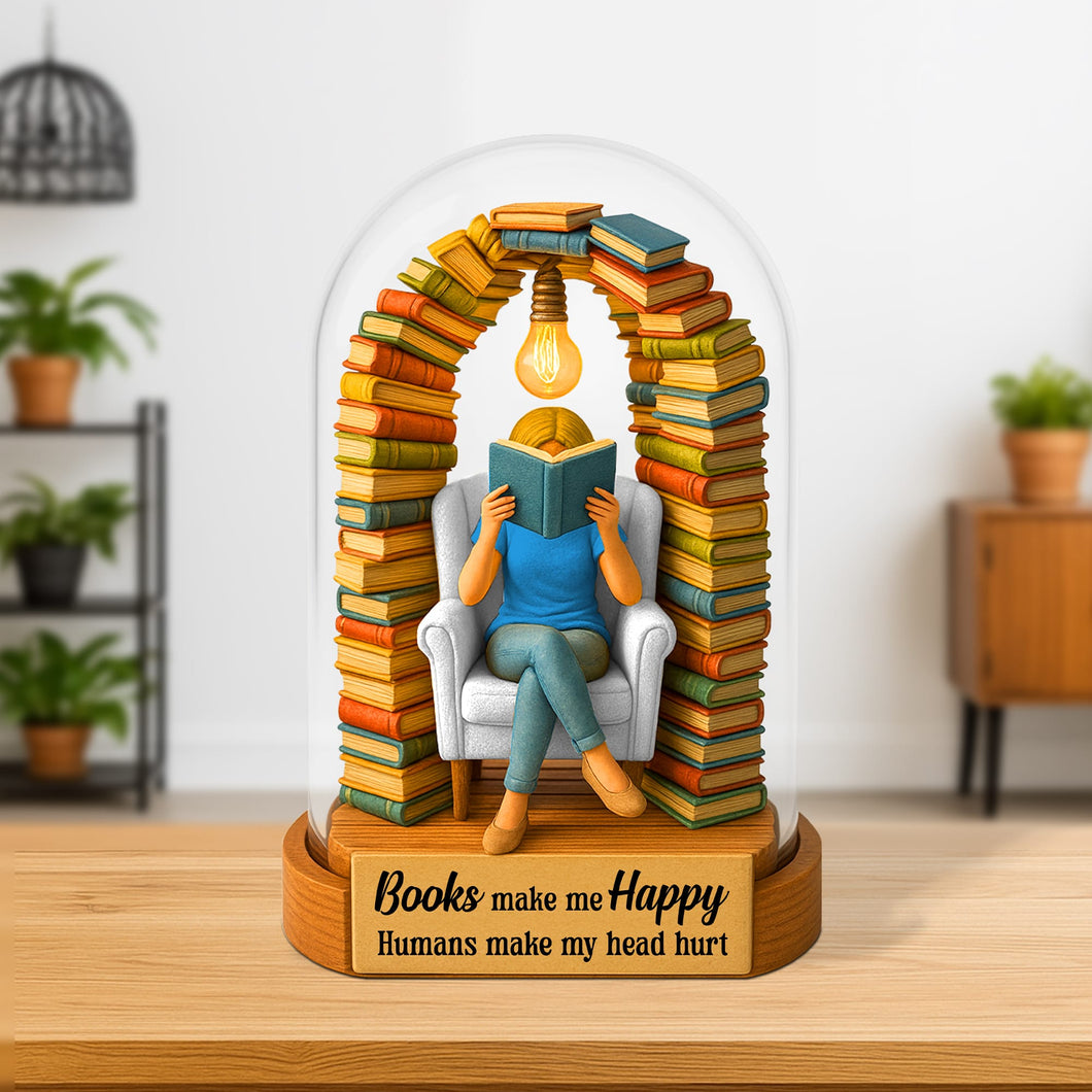 Books Make Me Happy - Personalized Reading Book Plaque for Book Lovers Shaped Plaques PopCulturePrints