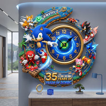 Load image into Gallery viewer, Celebrate 35 Years of Adventure with Our Legendary Adventure Wall Clock – Personalized Gift for Sonic Fans

