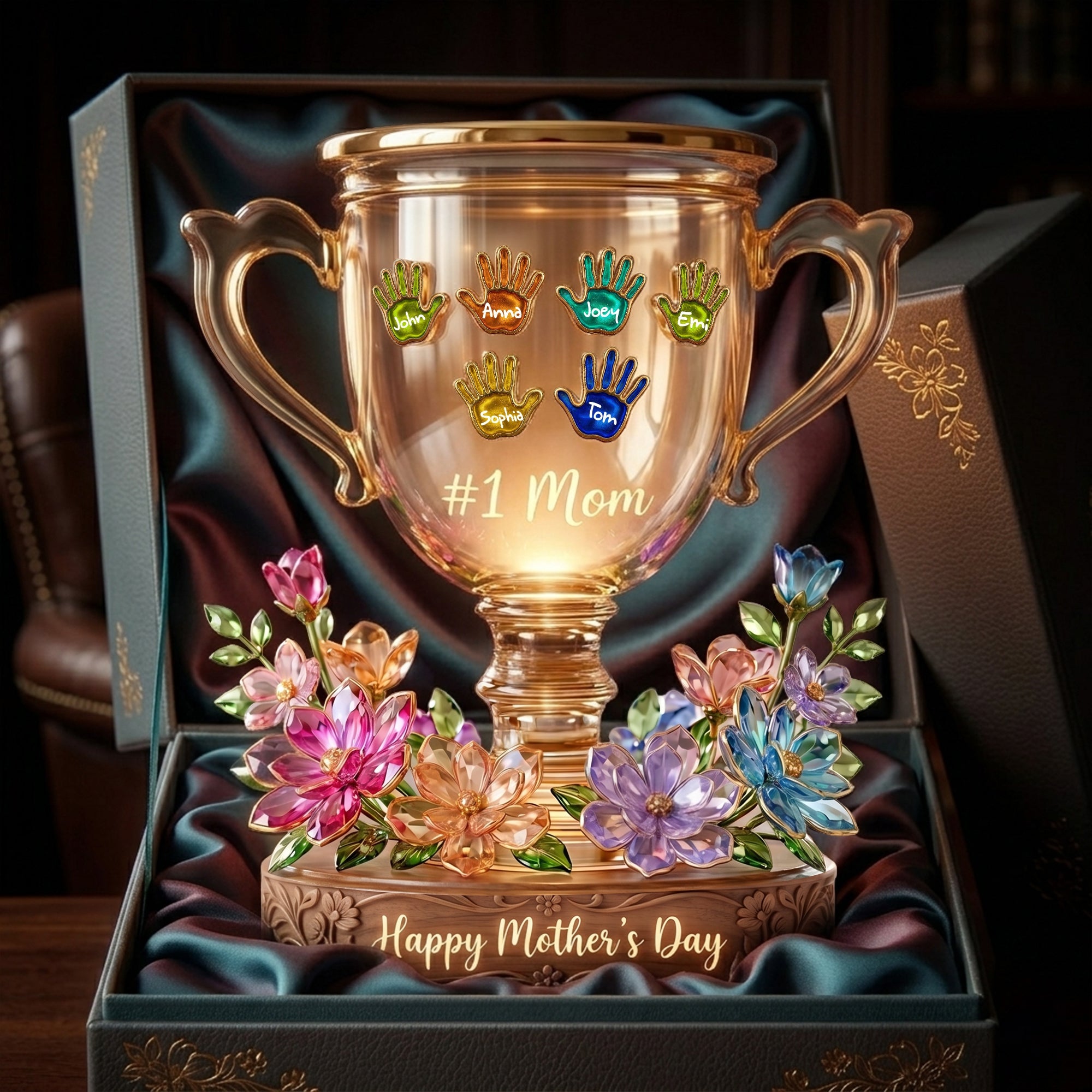 #1 Mom - Customizable Mother's Day Trophy Acrylic Light Box Light Box PopCulturePrints