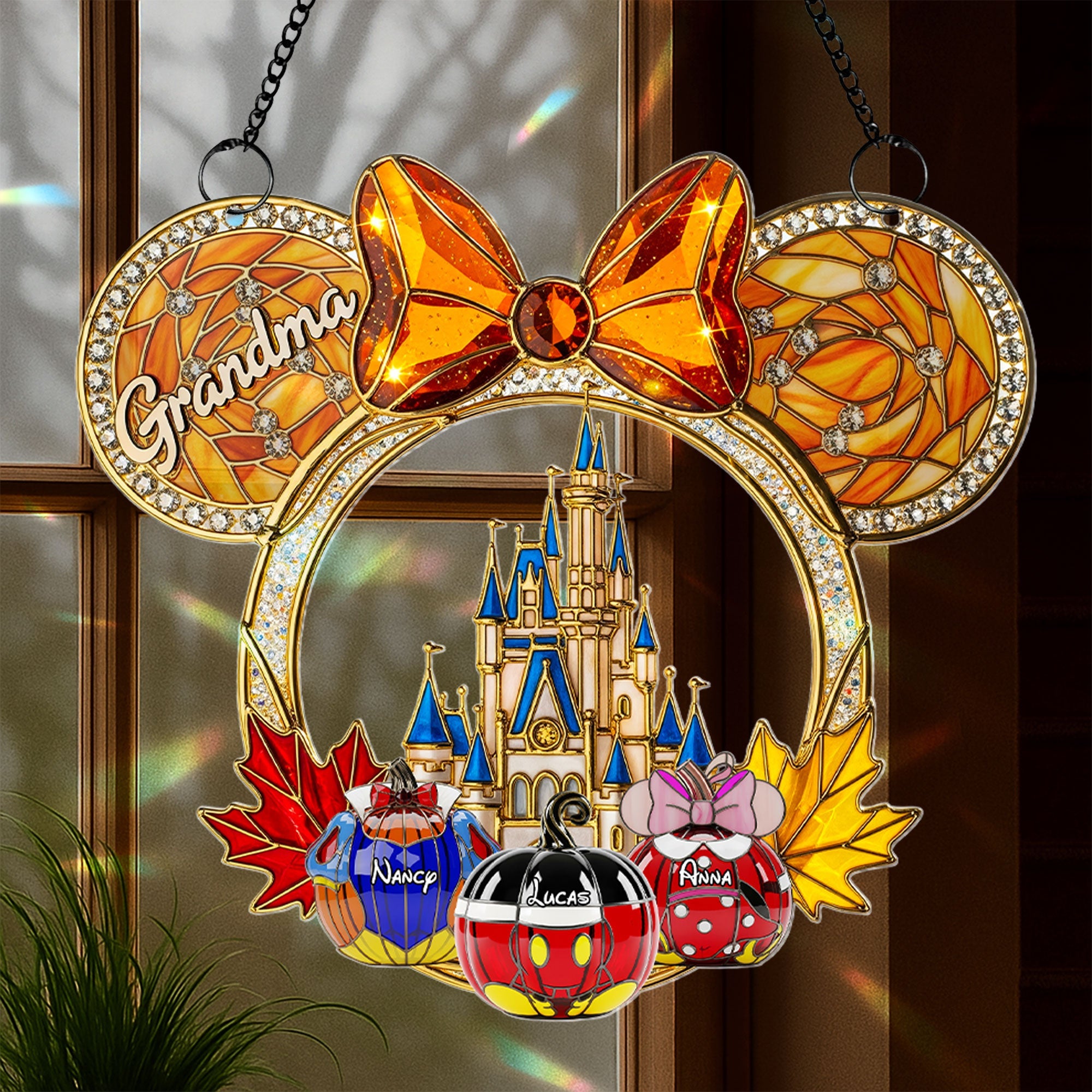 “Grandma, You’re a Treasure!” - Personalized Halloween Grandma Suncatcher Ornament Ornament PopCulturePrints