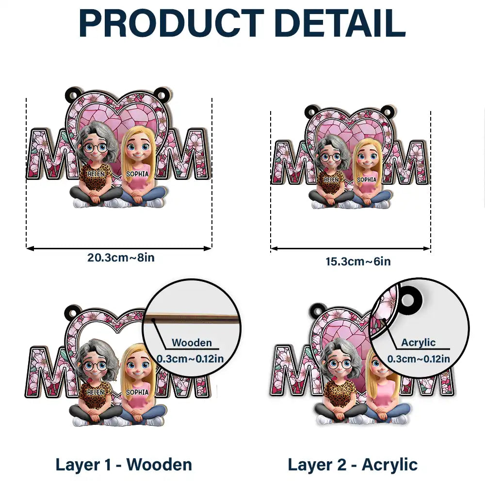 We Love You Mom - Personalized Mother Daughter Suncatcher Ornament Suncatcher Ornament PopCulturePrints