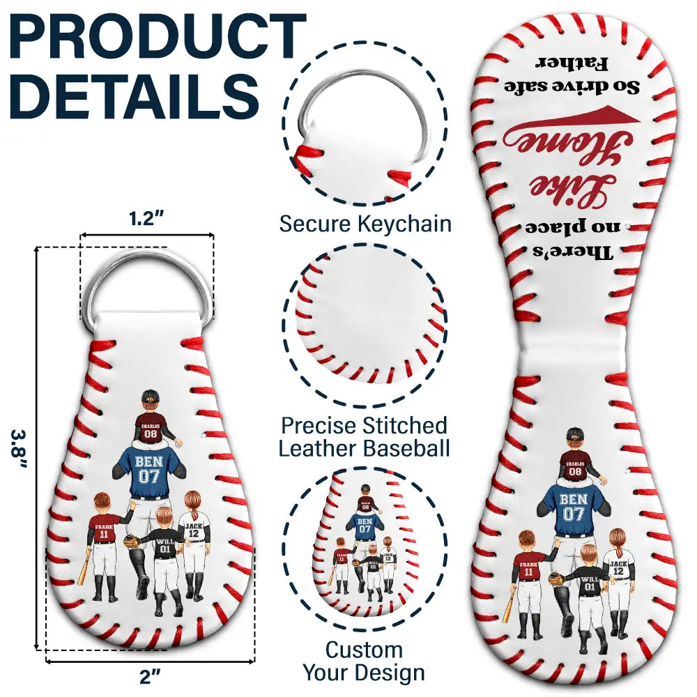 Drive Safe Daddy - Personalized Leather Baseball Keychain Leather Baseball Keychain PopCulturePrints