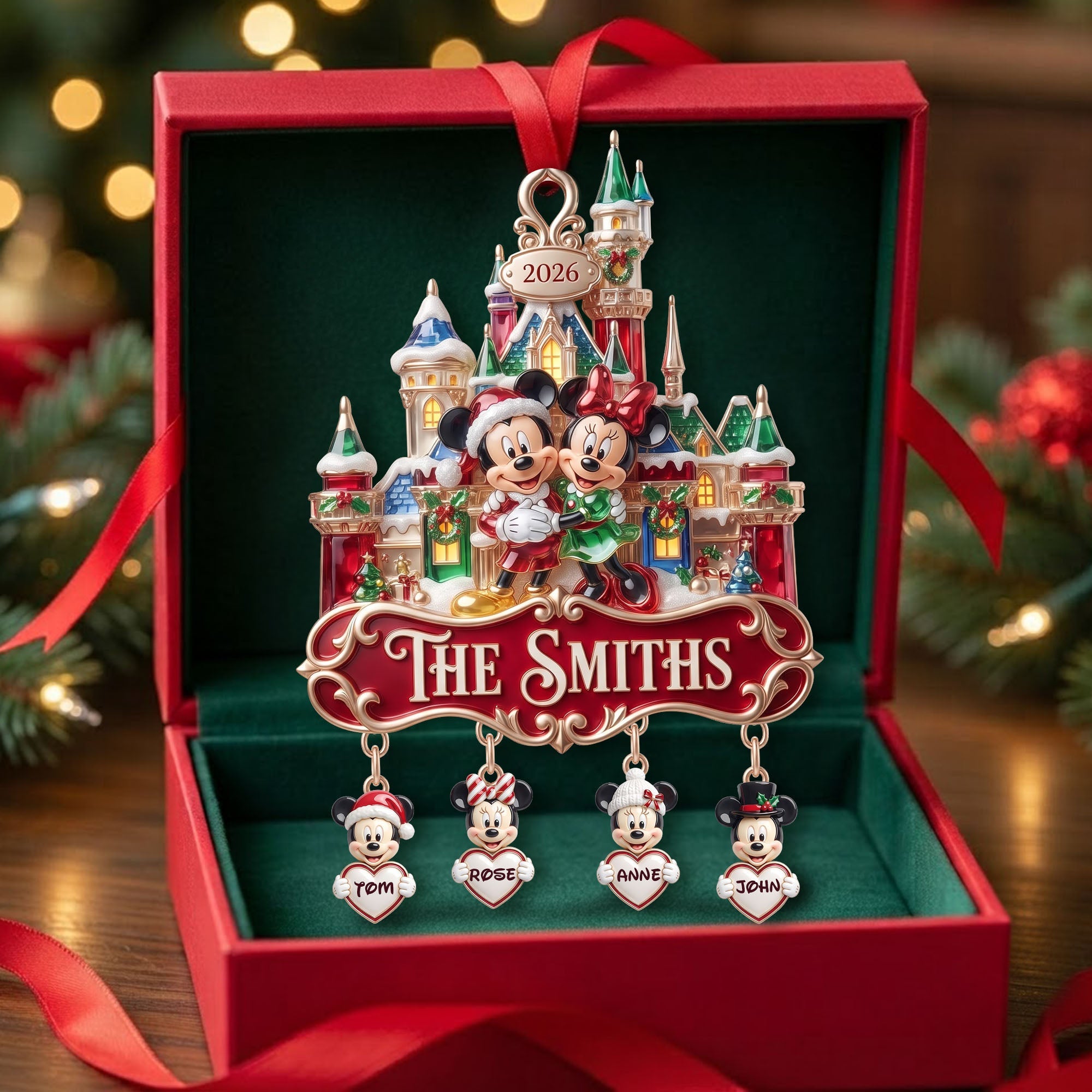 "Gather 'Round the Snow Castle - A Family Keepsake for Christmas" - Personalized Family Ornament - Gift for Parents, Grandparents, and Loved Ones