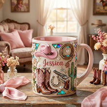 Load image into Gallery viewer, Customize Your Style: Cowgirl Accent Mug - Personalized Gift for Cowgirls Coffee Mug PopCulturePrints
