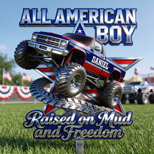 Load image into Gallery viewer, “Raised on Mud and Freedom” - Personalized American Tradition Metal Sign - Perfect Gift for Off-road Lovers
