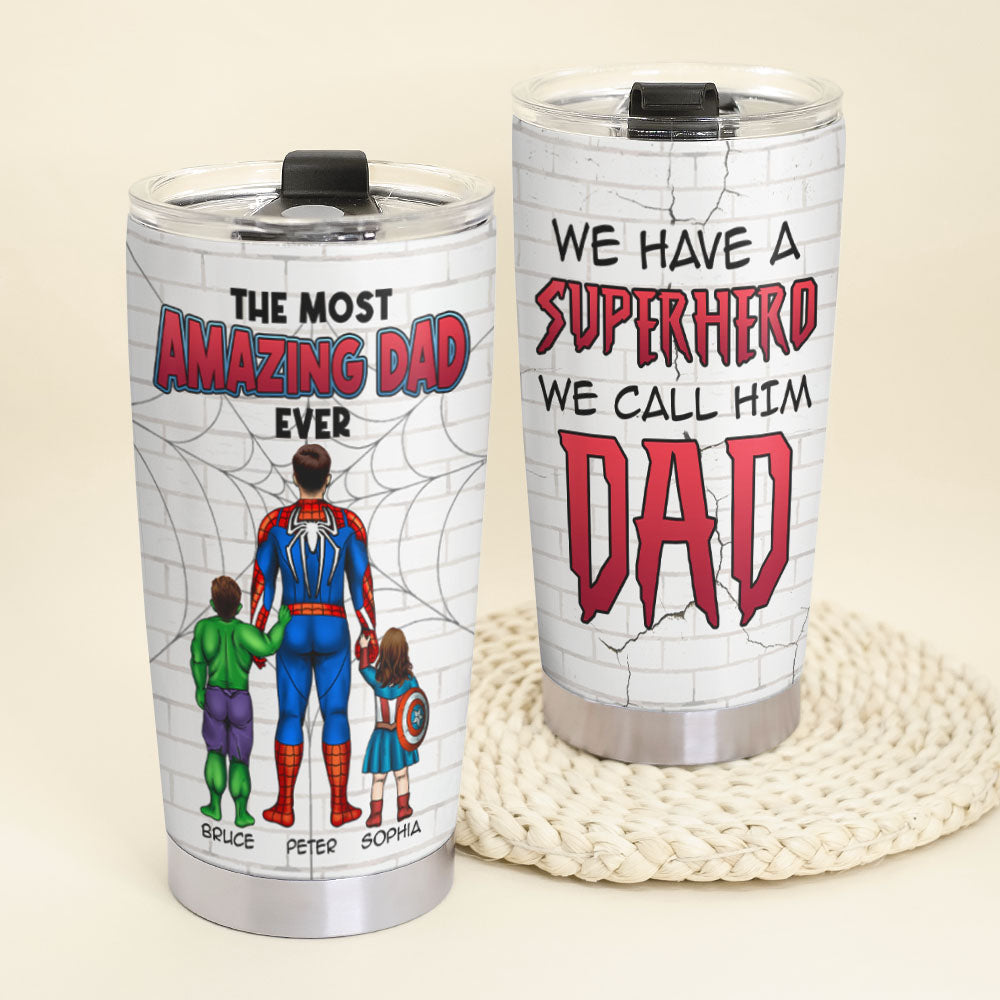 Personalized Superhero Dad Tumbler - Amazing Gift for Fathers