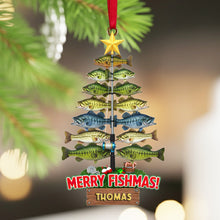 Load image into Gallery viewer, Merry Fishmas! Personalized Fisherman&#39;s Fish Tree Ornament - Custom Gift for Fishing Lovers Ornament PopCulturePrints
