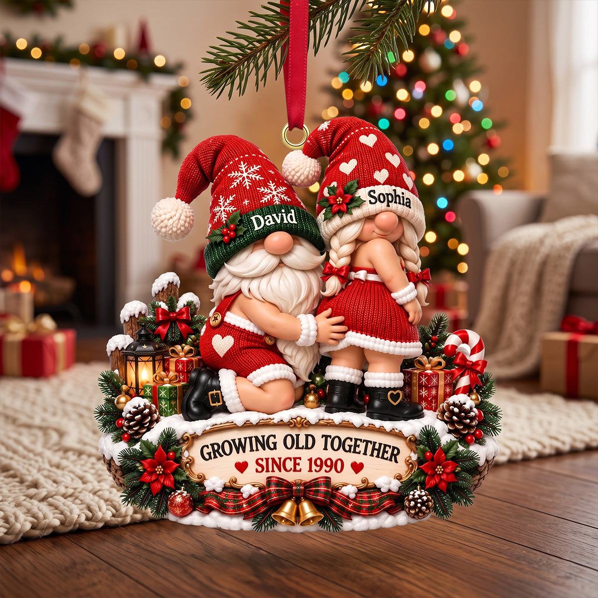 Growing Old Together - Personalized Cheeky Old Couple Ornament for Christmas
