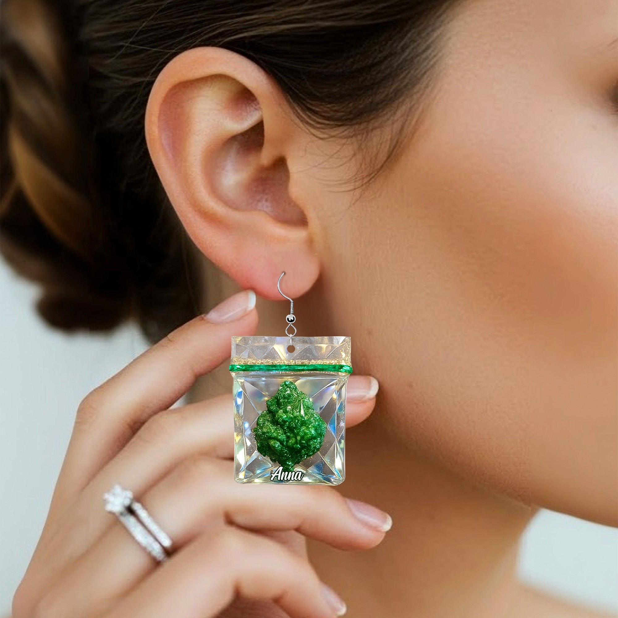 “Stay High with Love” – Smoking Lovers Funny Personalized Earrings - Custom Gift for Friends, Couples, and Cannabis Enthusiasts Earrings PopCulturePrints