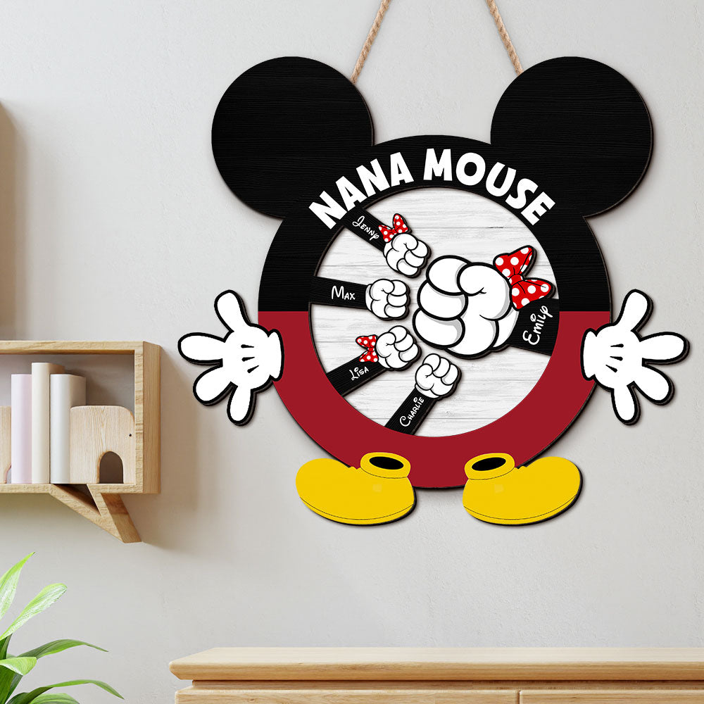 Personalized Nana Mouse Family Wood Sign Wood Sign PopCulturePrints
