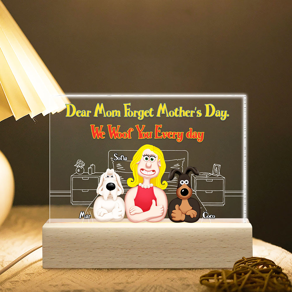 Dear Mom, I Woof You Every Day - Personalized LED Light for Dog Moms Led Night Light PopCulturePrints