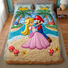 Load image into Gallery viewer, Love on the Beach - Personalized Romantic Couple Quilt Bed Set Blanket PopCulturePrints
