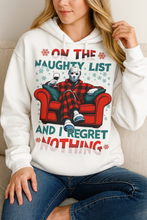 Load image into Gallery viewer, On The Naughty List Shirt - Perfect for Holiday Cheer Shirts PopCulturePrints

