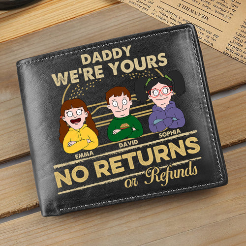 Daddy, We're Yours - Personalized Leather Wallet for Dad Leather Wallet PopCulturePrints