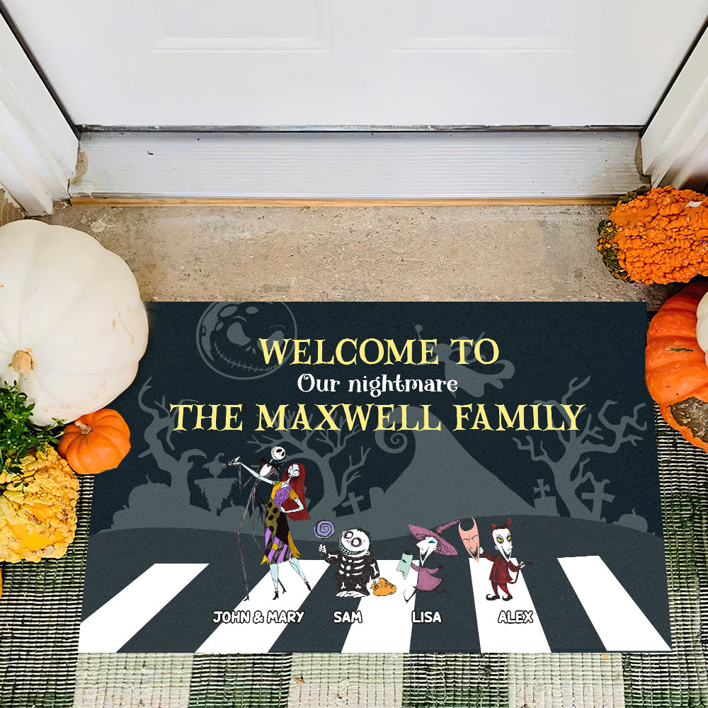 Custom Halloween Family Doormat - Welcome to Our Nightmare