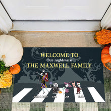 Load image into Gallery viewer, Custom Halloween Family Doormat - Welcome to Our Nightmare
