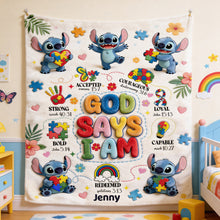 Load image into Gallery viewer, God Says I Am Blanket - Personalized Gifts for Kids Blanket PopCulturePrints
