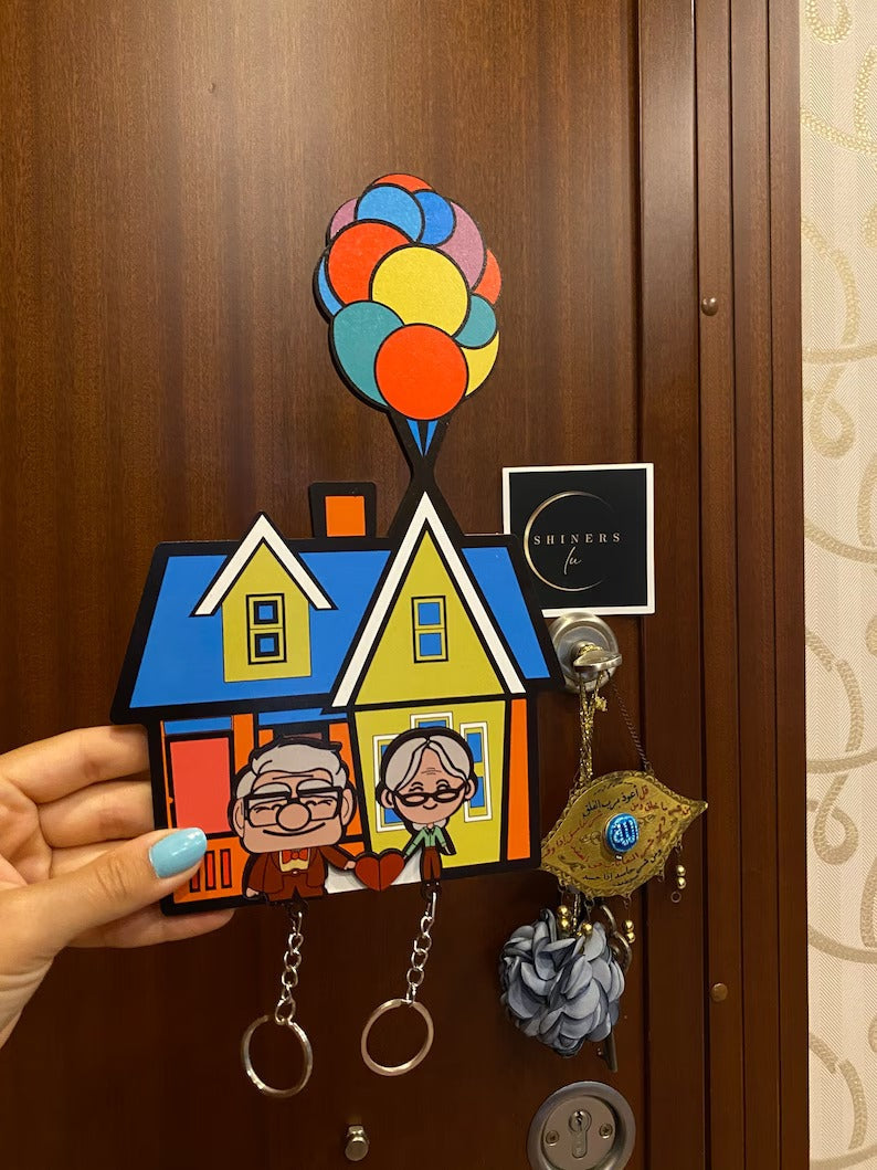 Personalized Couple Key Holder - Up Inspired House and Balloons