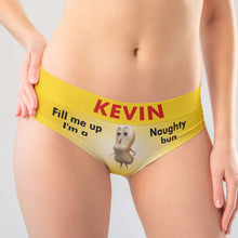 Load image into Gallery viewer, Personalized Naughty Bun Women's Briefs - Fill Me Up Boxer Briefs PopCulturePrints
