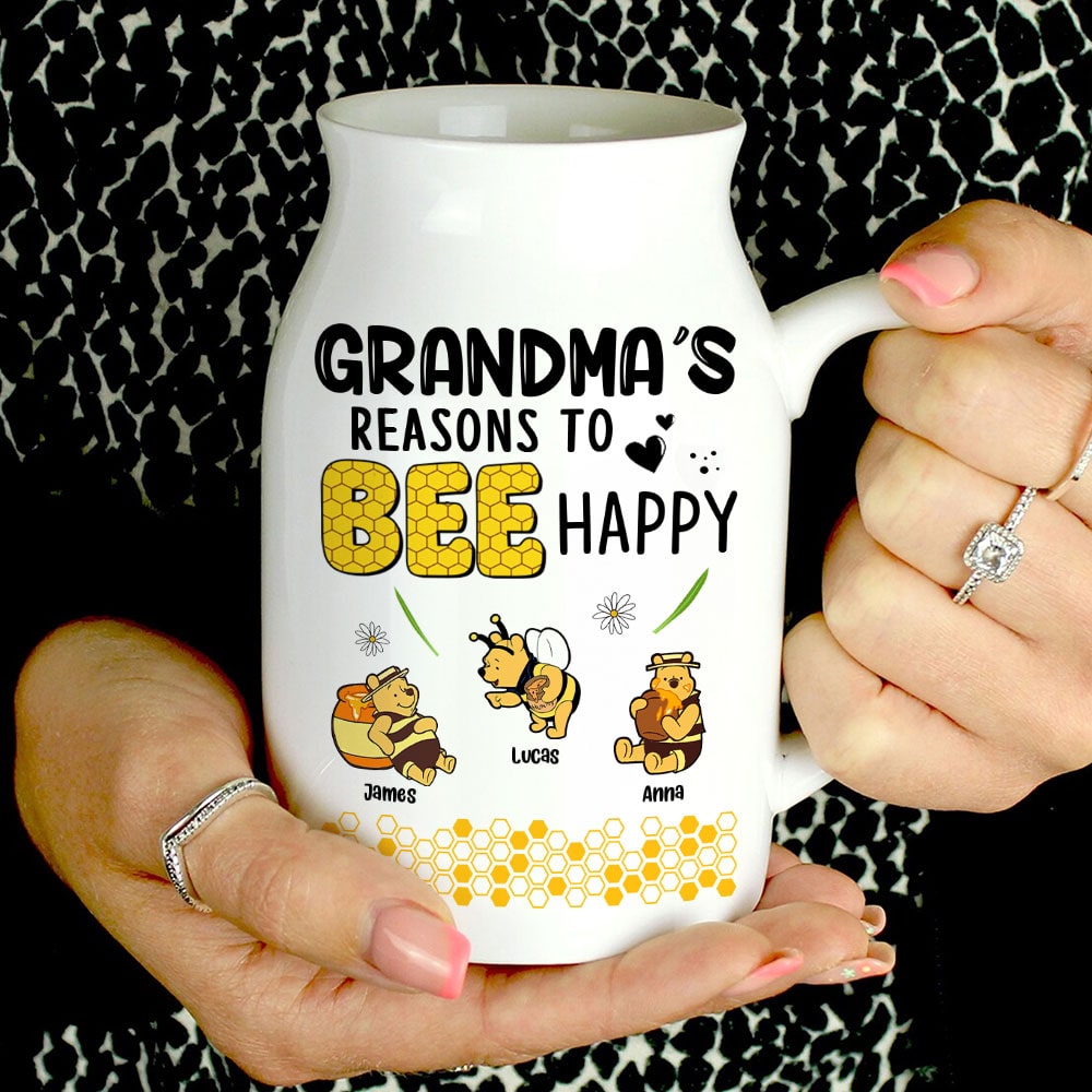 Personalized Grandma Flower Vase - Reasons to Bee Happy Flower Vase PopCulturePrints