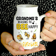 Load image into Gallery viewer, Personalized Grandma Flower Vase - Reasons to Bee Happy Flower Vase PopCulturePrints
