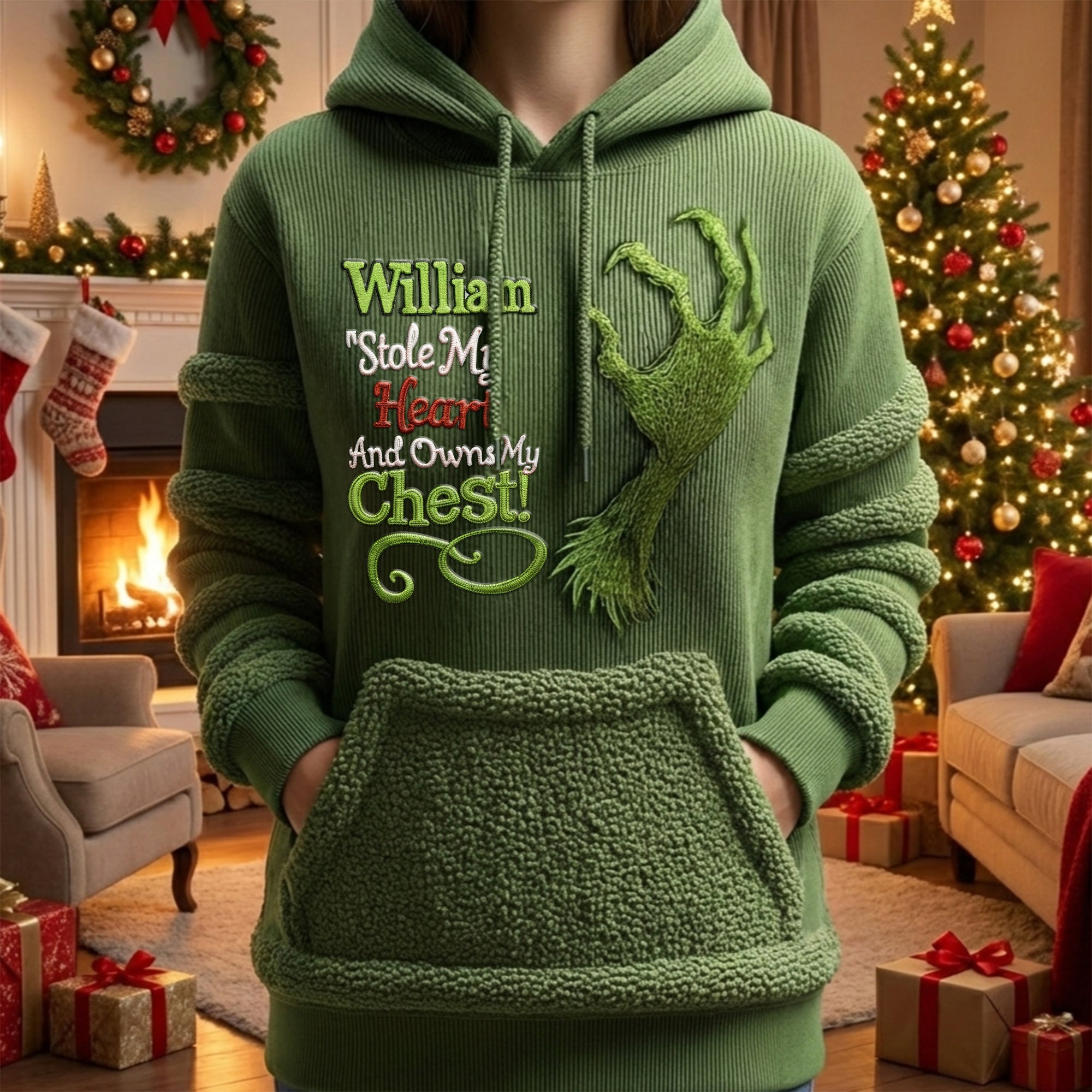 "William Stole My Heart" - Personalized Holiday Hoodie - Perfect Christmas Gift for Loved Ones AOP Products PopCulturePrints