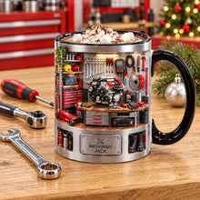 Load image into Gallery viewer, Engineered for Excellence: Classic Garage Accent Mug - Personalized Gifts for Mechanics Coffee Mug PopCulturePrints
