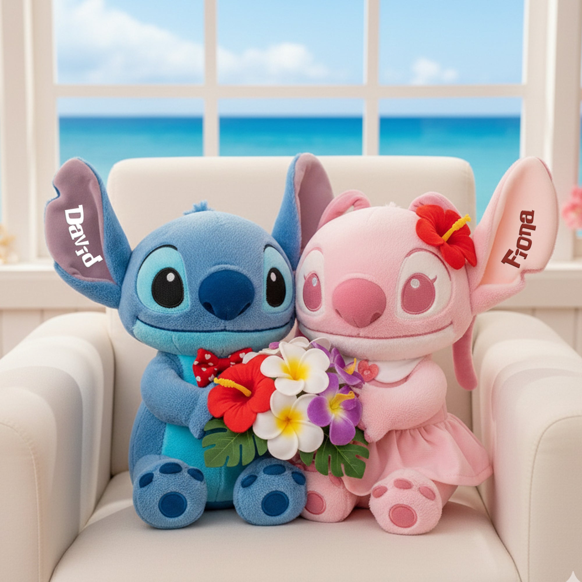 "Together in Paradise, Personalized Love!" - Island Tropical Couple Pillow - Custom Gifts for Couples, Friends, Anniversaries, and More Pillow PopCulturePrints