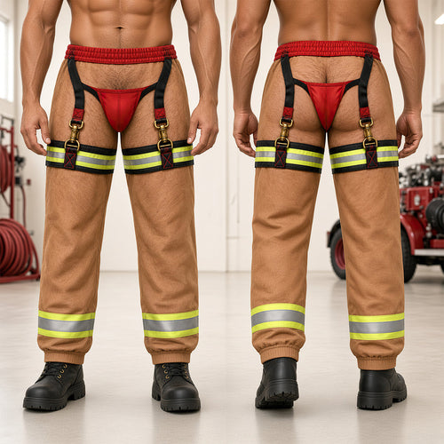 “Stay Hot, Look Cool!” - Funny Firefighter Sweatpants - Personalized Gift for Firefighters, Friends, and Family Shorts and Pants PopCulturePrints