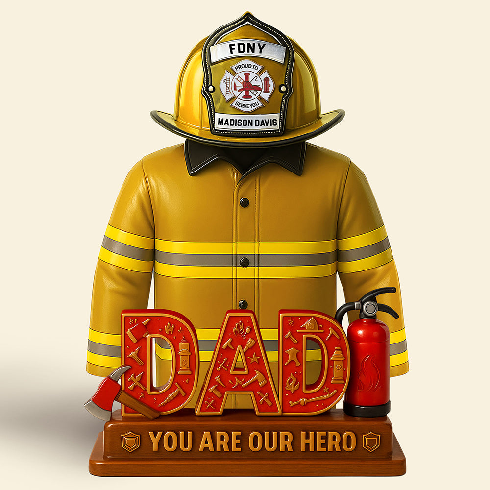 You Are Our Hero - Firefighter Dad Acrylic Plaque - Personalized Gift for Dad and Grandpa Shaped Plaques PopCulturePrints