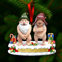 Load image into Gallery viewer, I Want to Grow Old with You - Mischievous Gnome Couple Acrylic Ornament - Personalized Gift for Couples Ornament PopCulturePrints
