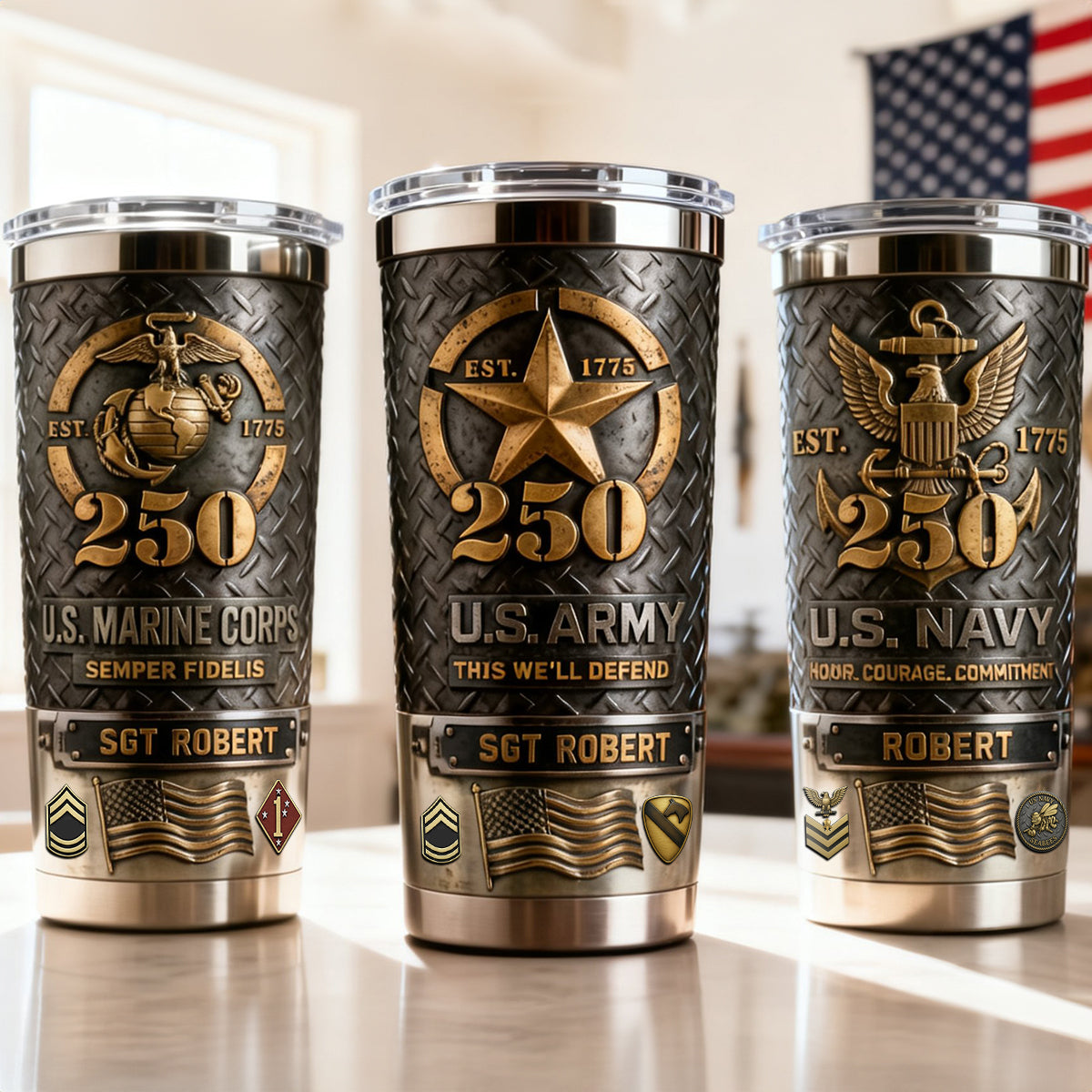 Proud American Veteran Tumbler - A Personalized Gift for Heroes Tumbler Cup PopCulturePrints