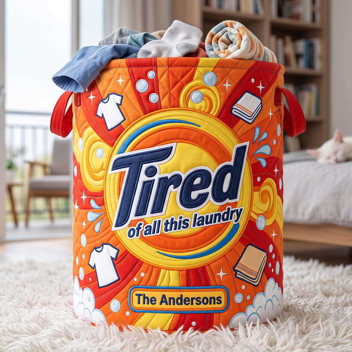 Tired Of All The Laundry Quilted Laudry Basket - Personalized Gifts For Family 01huta140726 Laundry Basket PopCulturePrints