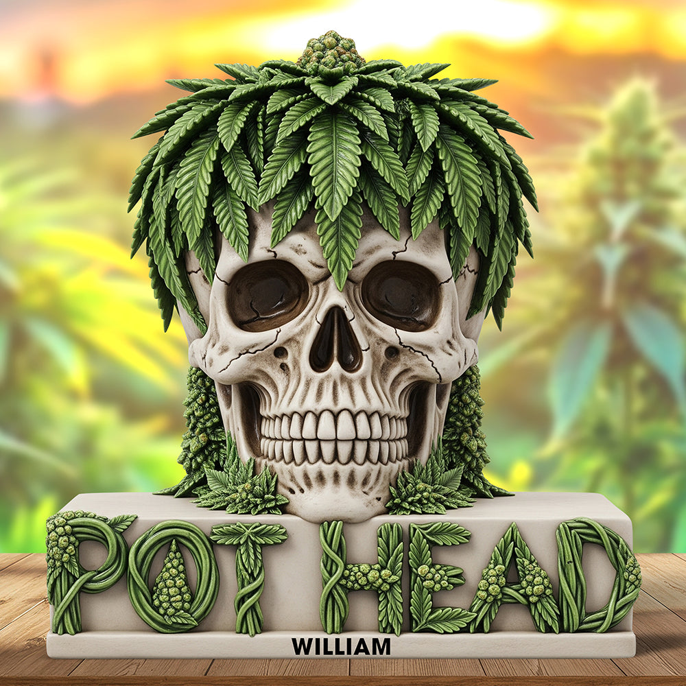 "Embrace the High Life" - Personalized Pot Skull Head Acrylic Plaque - Unique Gift for Smokers and Cannabis Enthusiasts Shaped Plaques PopCulturePrints