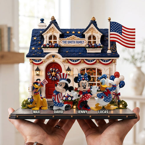 Celebrate Unity and Tradition - Patriotic Storybook Family Acrylic Plaque - Personalized Gift for Family and Friends Shaped Plaques PopCulturePrints