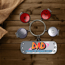 Load image into Gallery viewer, Personalized Gamer Dad Keychain with Ninja Eye Charms Keychains PopCulturePrints
