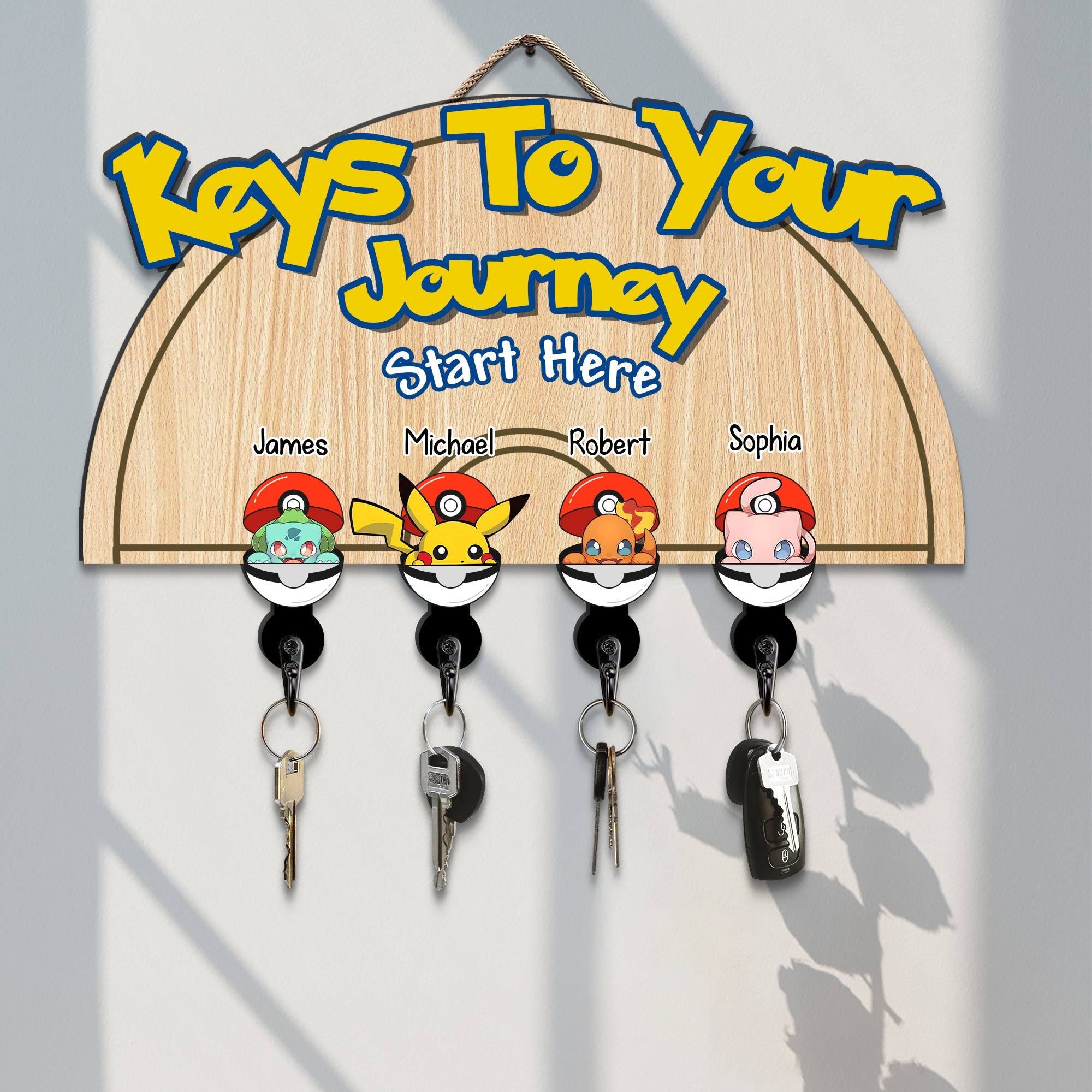 Custom Family Key Hanger for Pop Culture Fans Wood Sign PopCulturePrints