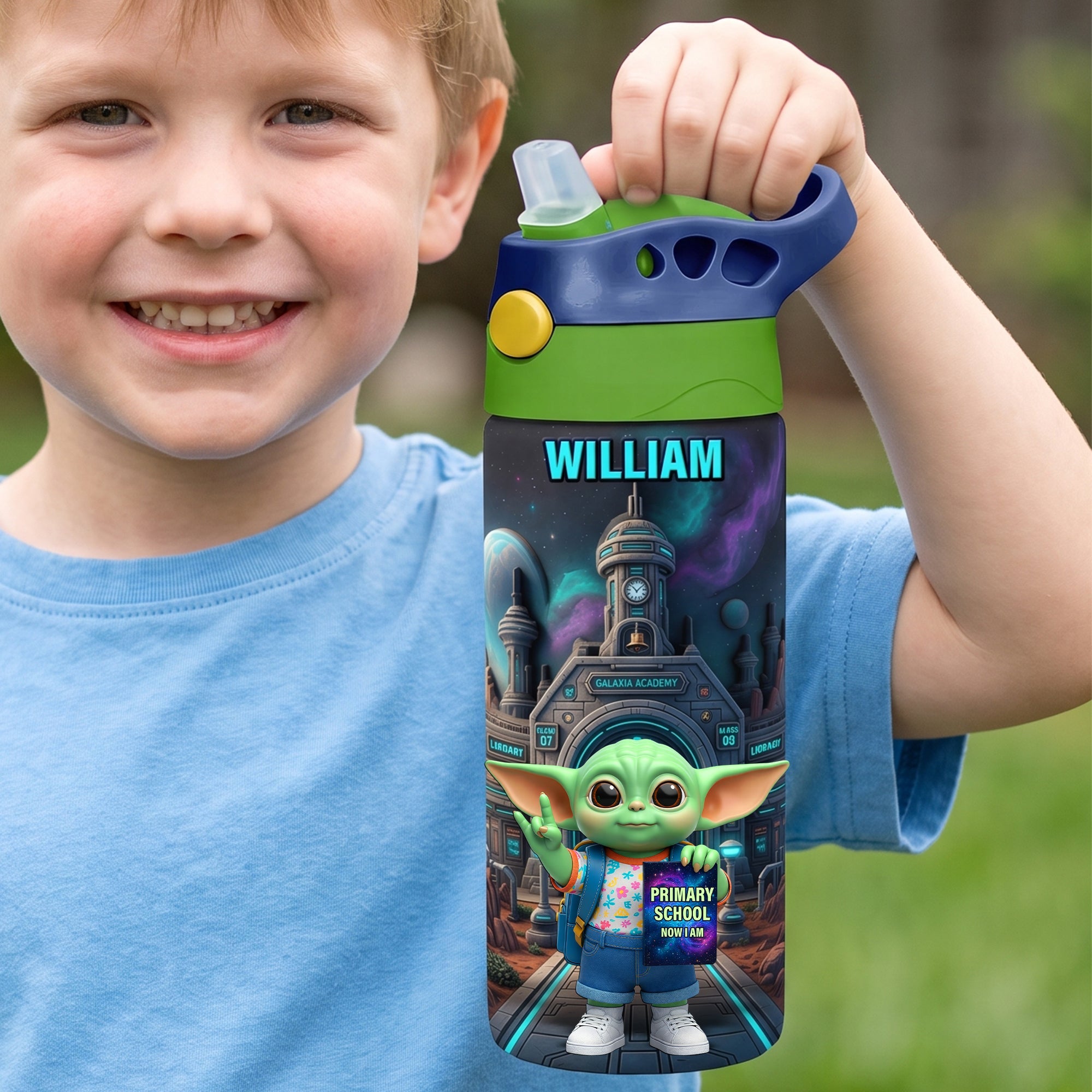 “Explore the Universe of Creativity!” - Personalized Galactic Academy 12oz Colorful Kid Tumbler - Perfect Gift for Kids, Students, and Young Adventurers