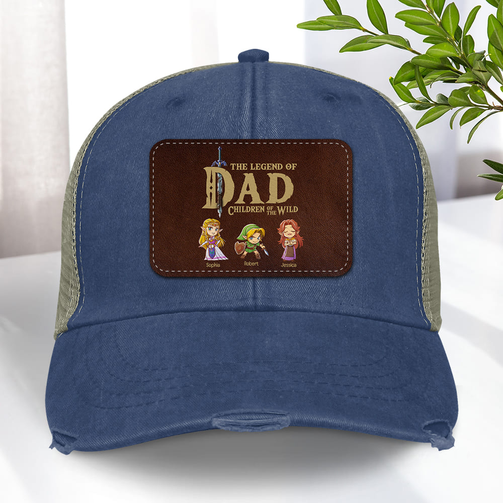 Legend of Dad Personalized Distressed Cap - Themed Gift for Father's Day Caps PopCulturePrints