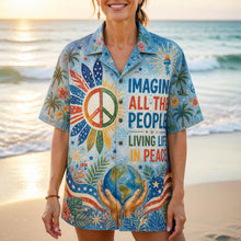 Load image into Gallery viewer, Imagine All the People Living Life in Peace - Personalized Hawaiian Shirt for Peace Lovers Hawaiian Shirts PopCulturePrints
