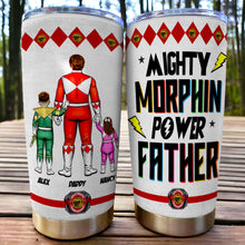 Load image into Gallery viewer, “A Father&#39;s Love is Mighty!” - Power Father Tumbler - Personalized Gift for Dad, Grandpa, and Any Father Figure Tumbler Cup PopCulturePrints
