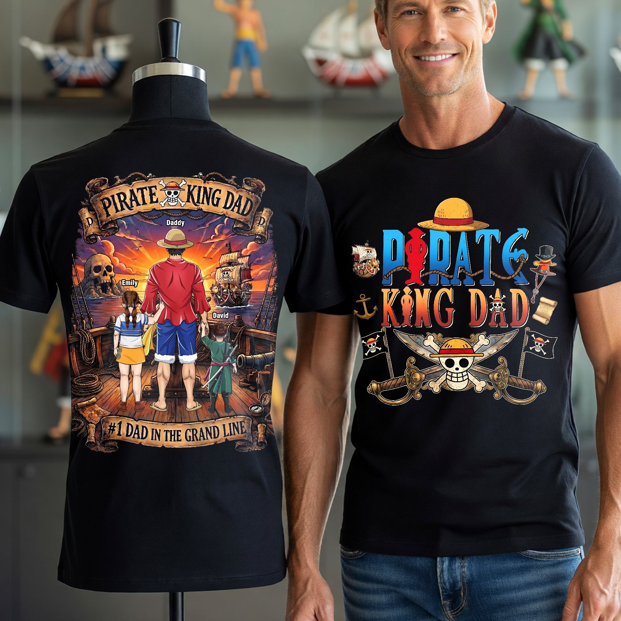 “#1 Dad In The Grand Line” - Legendary Adventure Dad Shirt - Personalized Gifts for Dads, Grandpa, and More! Shirts PopCulturePrints