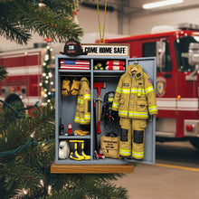 Load image into Gallery viewer, “Come Home Safe” – Personalized Firefighter Locker Ornament - Unique Gift for Firefighters, Firefighter Families, and Public Safety Enthusiasts Ornament PopCulturePrints
